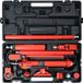 YATO Jeu hydraulique de redressage professionnel – 10 tonnes – 620 bars – Course 135 mm – Avec pompe, rallonges, écarteur (0,5 t) & accessoires – Inclus une mallette