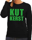 Bellatio Decorations Foute kersttrui - sweater - Kut Kerst tekst - zwart - voor dames - L