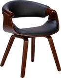 CLP Foley Chaise de salle à manger - Avec accoudoir - Cadre en bois - Noyer/similicuir noir