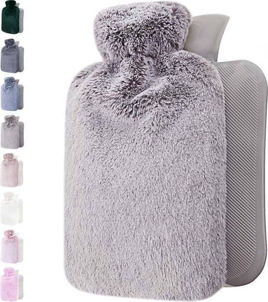 Qomfor Warmwaterkruik met Zachte Hoes - 1.8L - Lichtgrijs