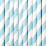 Partydeco Pailles - papier - 30x - rayures blanc/bleu - 19,5 cm