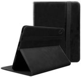 Rosso Deluxe Hoes Geschikt voor Samsung Galaxy Tab A11 Plus | Book Case Echt Leer | Sleep/Wake | Standaard | Penhouder | Beschermhoes Zwart