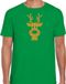 Bellatio Decorations Kerst verkleed T-shirt voor heren - groen - Rendier hoofd - glitter goud - Kerstkleding XL