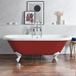 Hudson Reed Baignoire îlot rétro - Bord roulé – 179,5 x 78,5 cm – Rouge - Pieds blancs - Legend