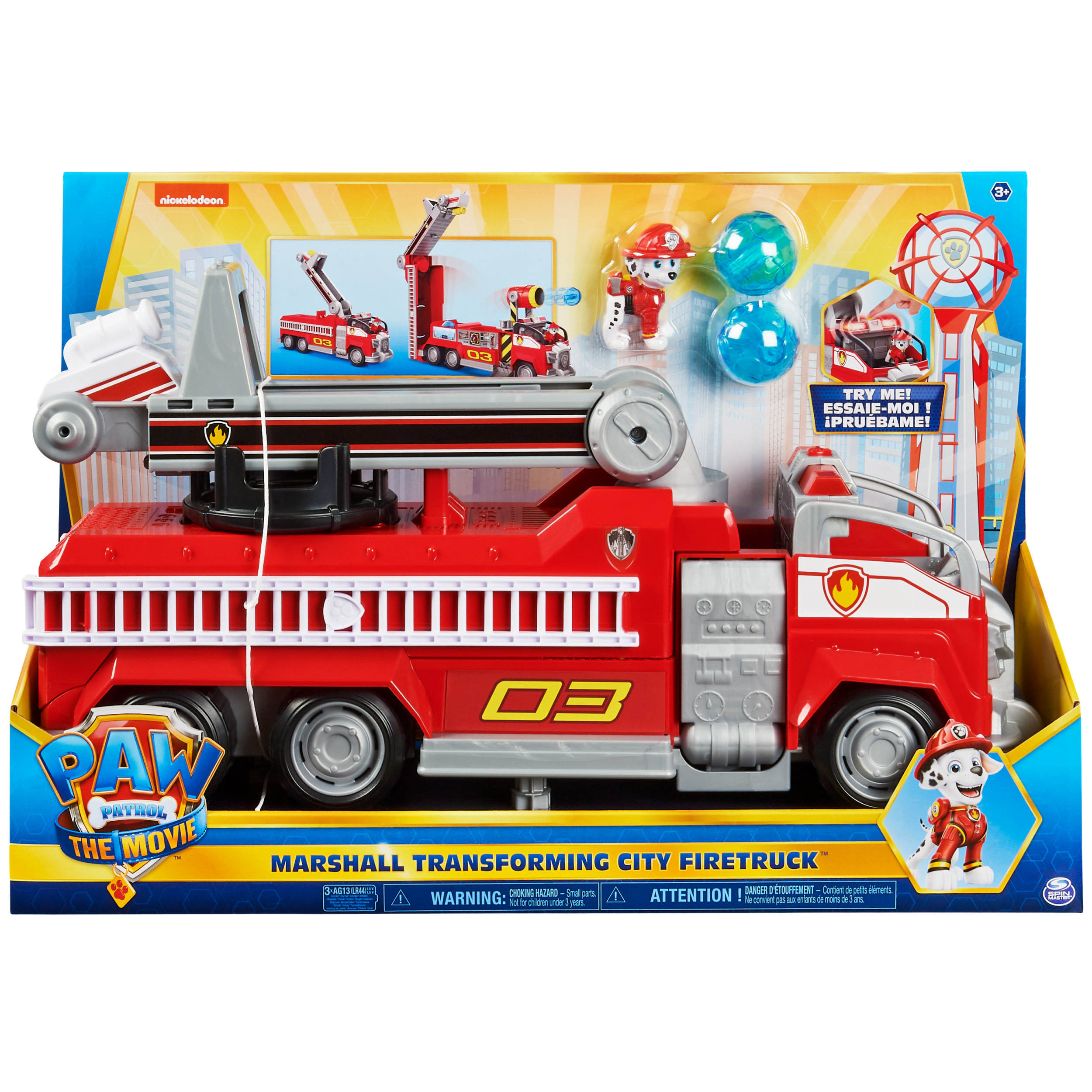 Spin Master PAW Patrol De Film - Marshall Transformerende Brandweerauto met ladder licht en geluid