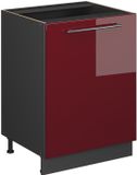 Vicco Keukenonderkast Fame-Line, Bordeauxrode hoogglans/Antraciet, 60 cm 1 deur zonder werkblad