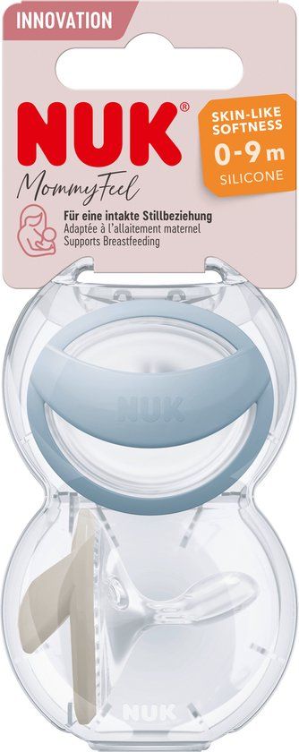 NUK MommyFeel Fopspeen 0-9 maanden 2 stuks blauw-creme