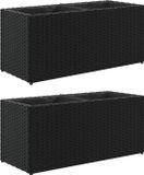 vidaXL Plantenbakken met 2 potten 2 st 72x30x32 cm poly rattan zwart