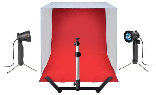 Bresser BR-2118B Fotostudio XL - 60x60x60cm - incl. 2 lampen en achtergronden