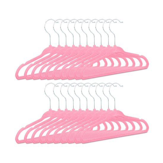 Relaxdays kinderkledinghanger 20 stuks - babykledinghanger - kunststof - kledinghanger roze