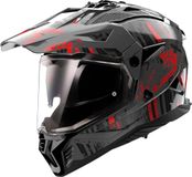 LS2 MX702 Pioneer II Crazy Adventure Helm Zwart Rood Maat XL