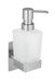 WENKO Turbo-Loc Genova Zeepdispenser, mat, 200 ml, bevestiging zonder boren, roestvrij staal/gesatineerd glas, 6,2 x 19,7 x 9 cm, mat zilver