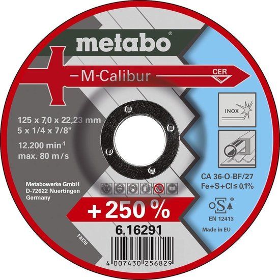 Metabo accessoires Metabo 616291000 Afbraamschijf - 125 x 7 x 22,23mm - INOX - 25 stuks