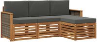 vidaXL Acacia Hout Bank Loungeset 4 Zitplekken Natuurlijk en Antraciet