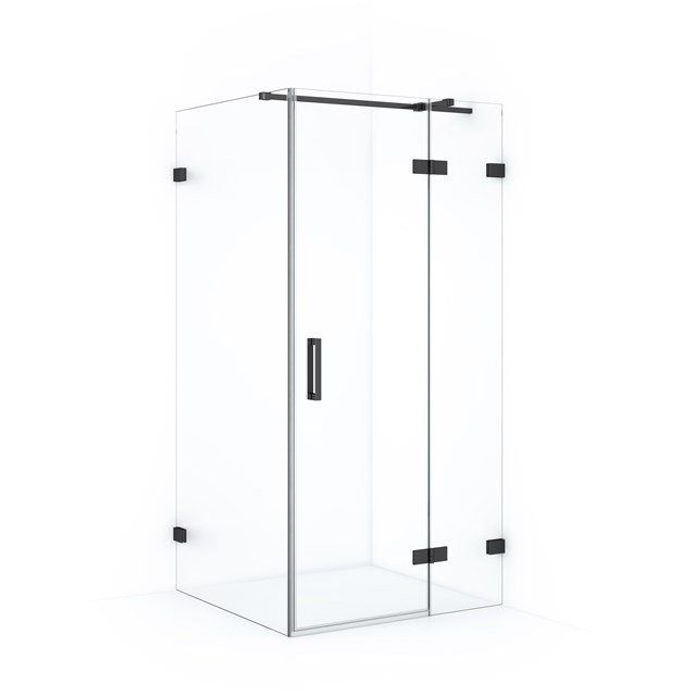 Maxaro Douchecabine Diamond 90x80cm 8mm Helder Veiligheidsglas Zwart Chroom met Draaideur