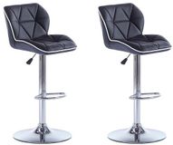 Vente-unique Set van 2 barkrukken CALVIN - Kunstleer - Zwart