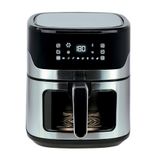 Jocca Heteluchtfriteuse, 6,5 l, zwart, olievrije friteuse met venster, Air Fryer, vermogen 1600 W, oververhittingsbeveiliging, led-touchscreen, zilver/zwart