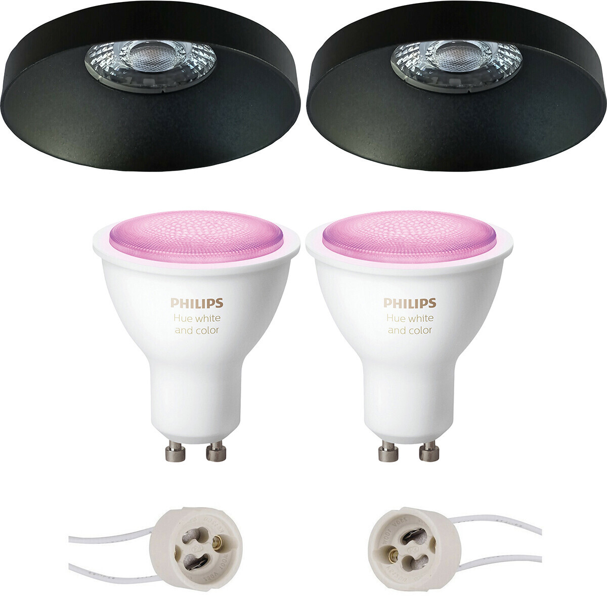 BES LED Pragmi Vrito Pro - Inbouw Rond - Mat Zwart - Ø82mm - Philips Hue - LED Spot Set GU10 - White and Color Ambiance - Bluetooth