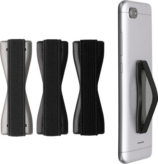 kwmobile Vingerhouder voor Smartphone - Set van 3 - Zwart/Grijs/Donkergrijs