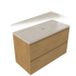 Saniclass Holz Pure Badkamermeubelset - 100x45x63cm - Travertine natuurstenen topblad - zonder kraangat - 2 lades - mat eiken natural