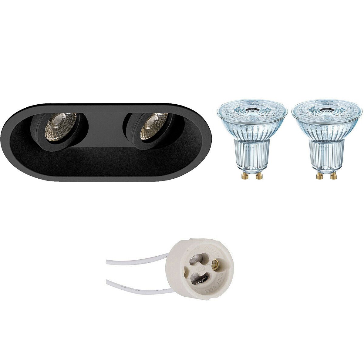 Osram LED Spot Set - PAR16 940 36D - Pragmi Zano Pro - GU10 - Dimbaar - Zwart - 3.7W - 4000K - Kantelbaar