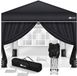 Tillvex Paviljoen, 3 x 3 m, waterdicht, pop-upvouwtent, in hoogte verstelbaar, tuintent, uv-bescherming 50+, partytent met tas (zwart, met 4 zijpanelen)