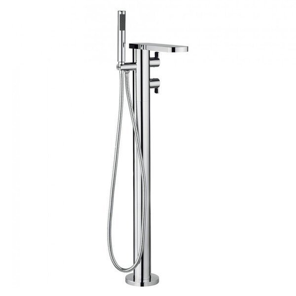 Crosswater Wisp badkraan thermostatisch 98.2cm vrijstaand uitloop 30cm met handdouche chroom WP418TFC