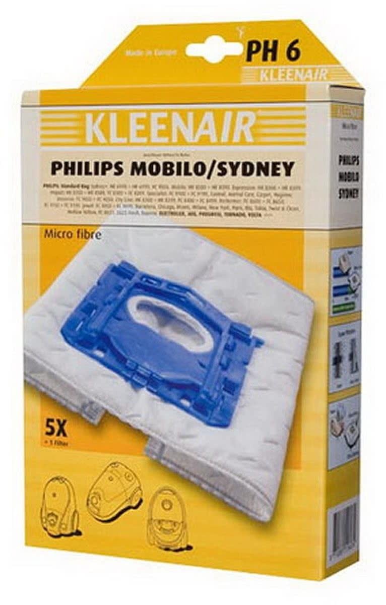 Kleenair 5 Stofzuigerzakken Philips S-BAG + 1 Filter