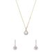Lucardi - Dames Zilveren sieradenset goldplated ketting met hanger en bijpassende oorbellen met zirkonia voor dames - Cadeau Set - 925 Zilver - Goudkleurig