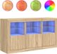 vidaXL Dressoir met LED-verlichting, Sonoma-eikenhout, 123x37x67 cm