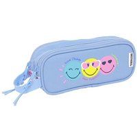 Smiley World Joyful Dubbele mapje, recyclebare stof, etui voor kinderen, ideaal voor schoolleeftijd, comfortabel en veelzijdig, kwaliteit en duurzaamheid, 21 x 6 x 8 cm, lichtblauw/meerkleurig, M