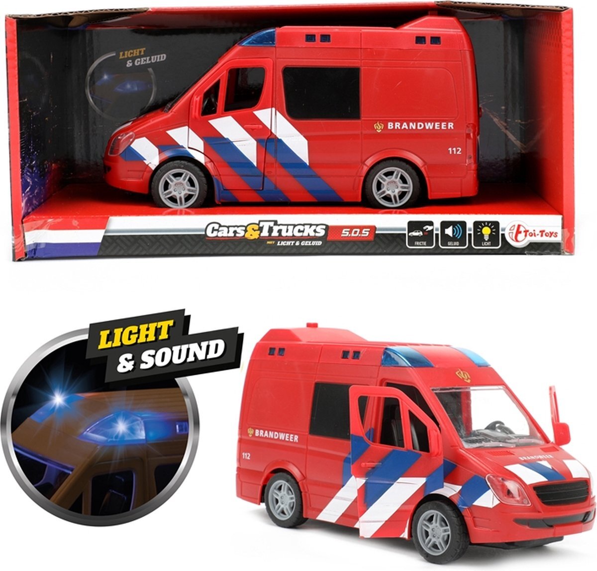 Toi Toys Cars&Trucks Brandweerbus 21cm