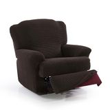 FAVERTI® Super elastische relaxstoelbekleding van 70 tot 90 cm | Model Novelle | Bruin | Cover voor ligstoel met aparte voeten | Kwaliteitsbescherming van Jacquard-stof in katoenlook