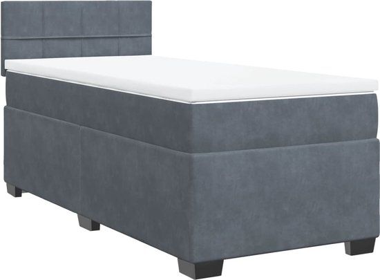 vidaXL Boxspring met matras fluweel donkergrijs 100x200 cm