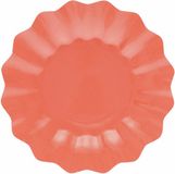 Givi Italia Feestbordjes/gebaksbordjes - schulprand - 8x - koraal roze - rond - papier/karton - 21 cm - kinderfeestje