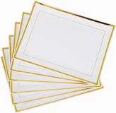 Matana – 6 Plastic Dienbladen met Gouden Rand, 30x23cm – Wit