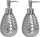 Berilo - 2x Zeeppompje/dispenser zilver glanzend metaal 8 x 17 cm