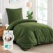TRANKIELO® - Linge de lit 155 x 220 cm - Coton - Vert olive - certifié - Inclus kussensloop 80 x 80 cm
