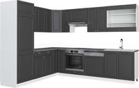 Vicco Hoekkeuken Fame-Line, Antraciet-goud/Wit, 287 x 227 cm, WB Antraciet