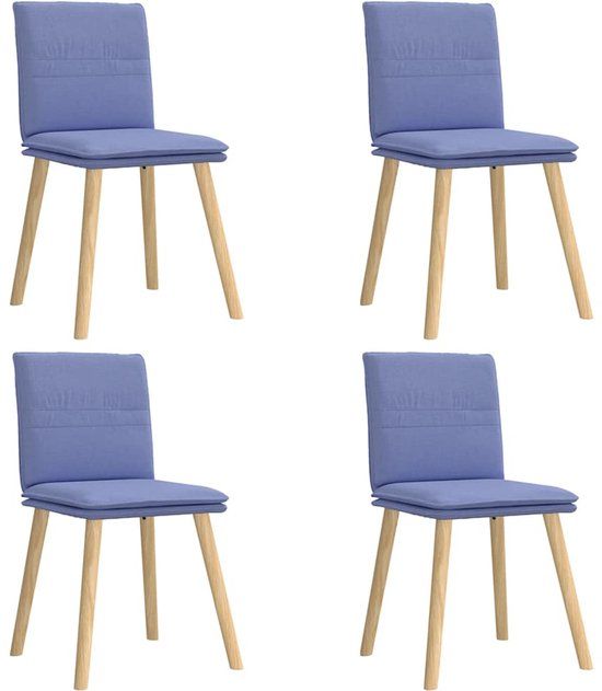vidaXL Eetkamerstoelen 4 stuks stof jeansblauw
