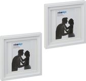 Merkloos Relaxdays Fotolijst set van 2 - 25x25 cm - vierkant - passe-partout - wissellijst - wit