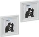 Merkloos Relaxdays Fotolijst set van 2 - 25x25 cm - vierkant - passe-partout - wissellijst - wit