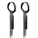 LGT JWLS Lookinggoodtoday Heren oorringen zwart van edelstaal met een staaf en ketting