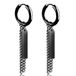 LGT JWLS Lookinggoodtoday Heren oorringen zwart van edelstaal met een staaf en ketting