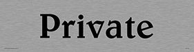 Viking Signs DV736-L26-MS "Privé" deurbord, Positieve zwarte tekst, 1 mm roestvrij staal, 225 mm H x 60 mm W