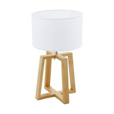 EGLO 97516 Floor Lamp - White & Wood - E27 60W