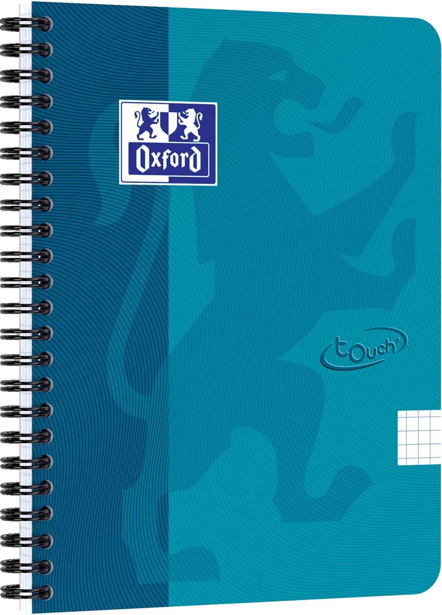 Oxford Touch spiraalblok ft A5 140 bladzijden aqua geruit 5 mm