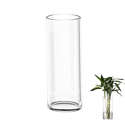 TSKDKIT Grote Glazen Vaas voor Bloemen 30 cm - Clear Cilinder Vaas - Moderne Woonkamer Vaas 30 x 10 cm