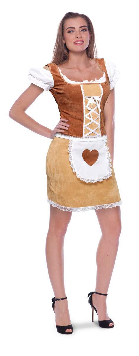 Folat Bruine Dirndl Jurk Heart Maat S-M