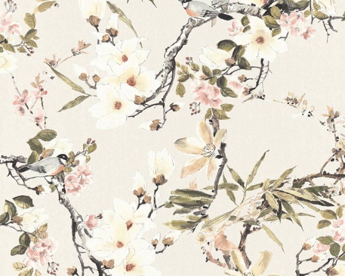 A.S. Création Bloemen en Vogel Behang - AS Creation Michalsky 3 | Meerkleurig Beige Groen